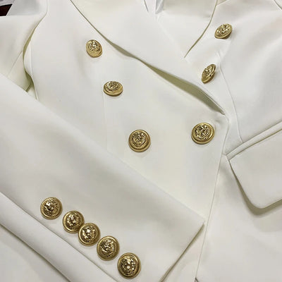 TOP QUALITY New Fashion 2024 Designer Jacket Women's Classic Double Breasted Metal Lion Buttons Blazer Outer Size S-5XL