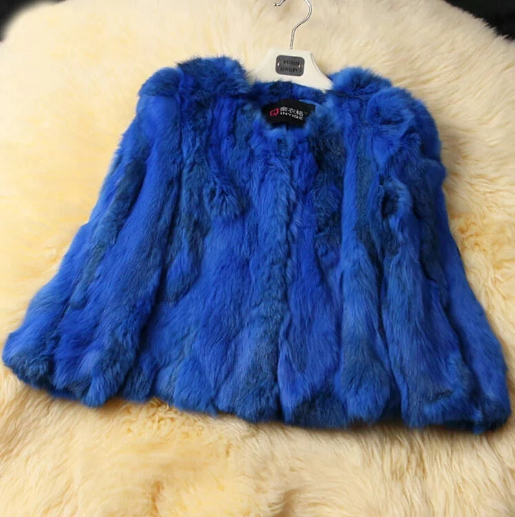2024 New Women Fashion Brand Design Real Genuine Natural Rabbit Fur Coat  Free Shipping Female Pure Dropshipping Jacket DFP311